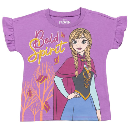 Pack 4 T-Shirts Manches Courtes Disney Princesses | 100% Coton | Imprimé Pailleté