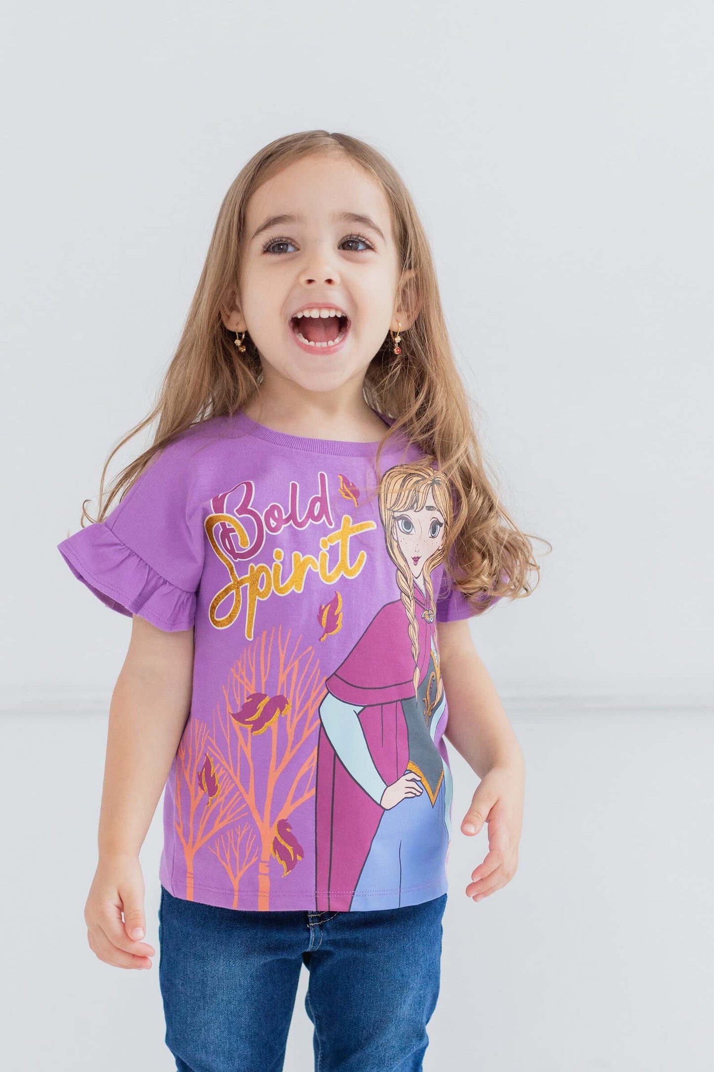 Pack 4 T-Shirts Manches Courtes Disney Princesses | 100% Coton | Imprimé Pailleté