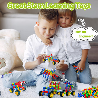 Jeu de construction STEM Qirptey – 125 pièces | Blocs éducatifs pour enfants 3-8 ans | Cadeau créatif