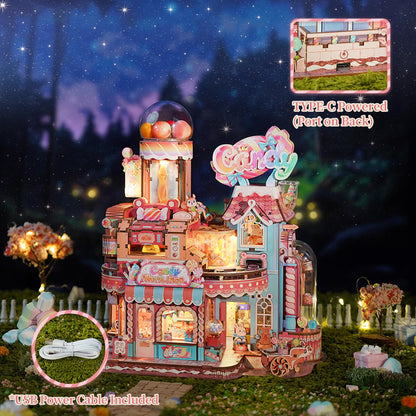 Tonecheer – Puzzle 3D en Bois Candy Workshop | Kit Maquette Mécanique avec Musique & Lumières