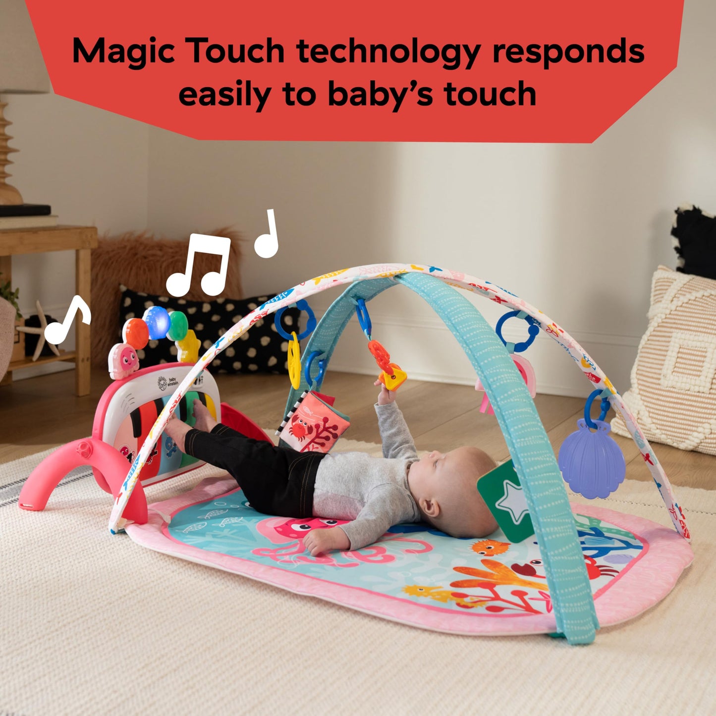 Baby Einstein Tapis d'Éveil 4-en-1 Kickin' Tunes — Piano, Musique & Langues | 0-36 Mois