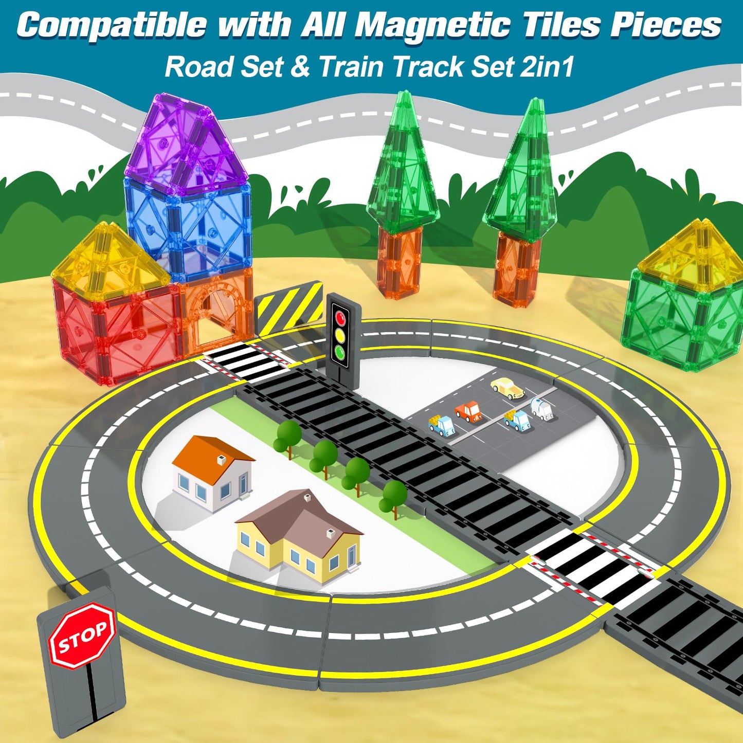 Soyee Tuiles Magnétiques STEM Montessori | Jeu de Construction 3D Enfants 3 ans+
