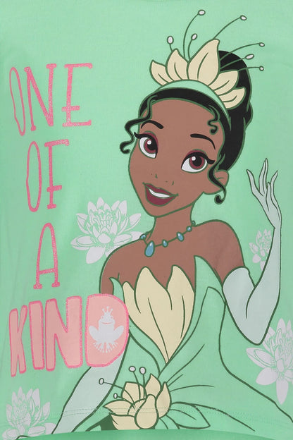 Pack 4 T-Shirts Manches Courtes Disney Princesses | 100% Coton | Imprimé Pailleté
