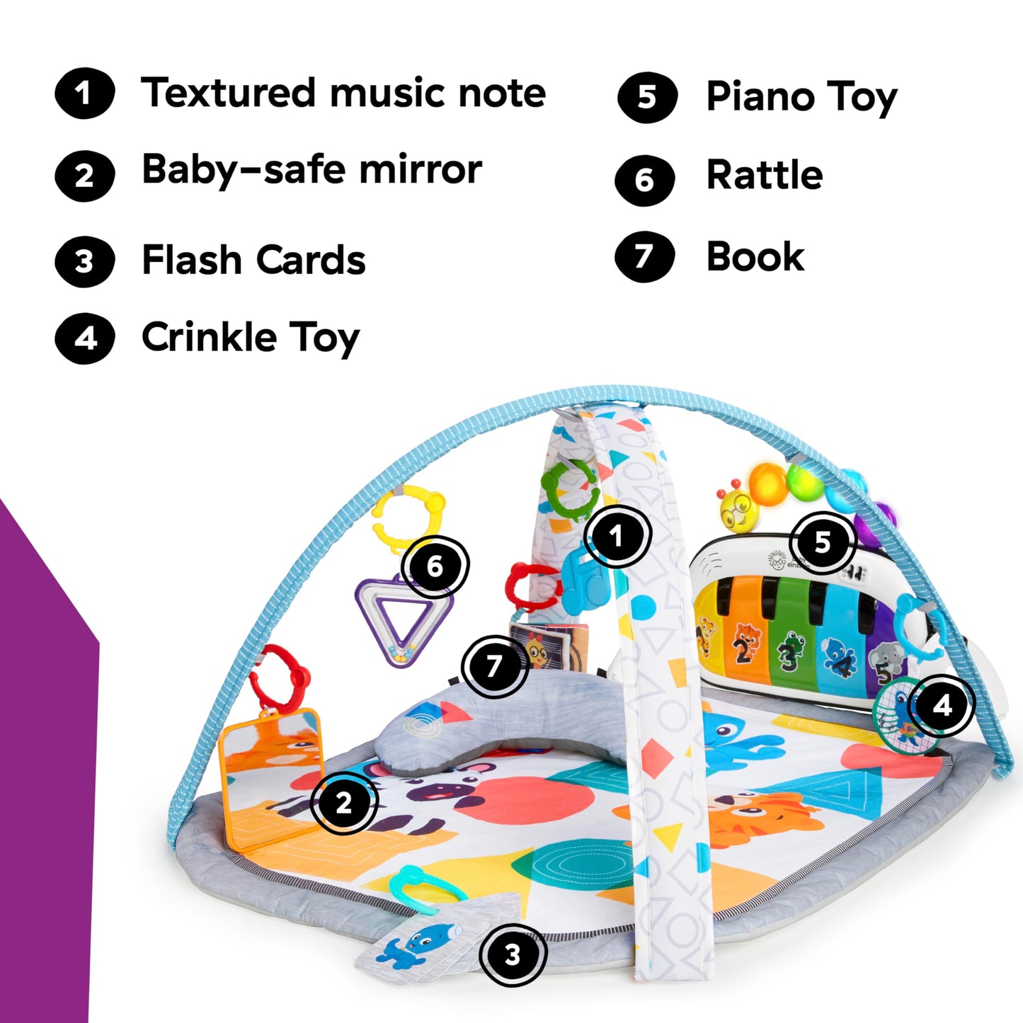 Baby Einstein Tapis d'Éveil 4-en-1 Kickin' Tunes — Piano, Musique & Langues | 0-36 Mois
