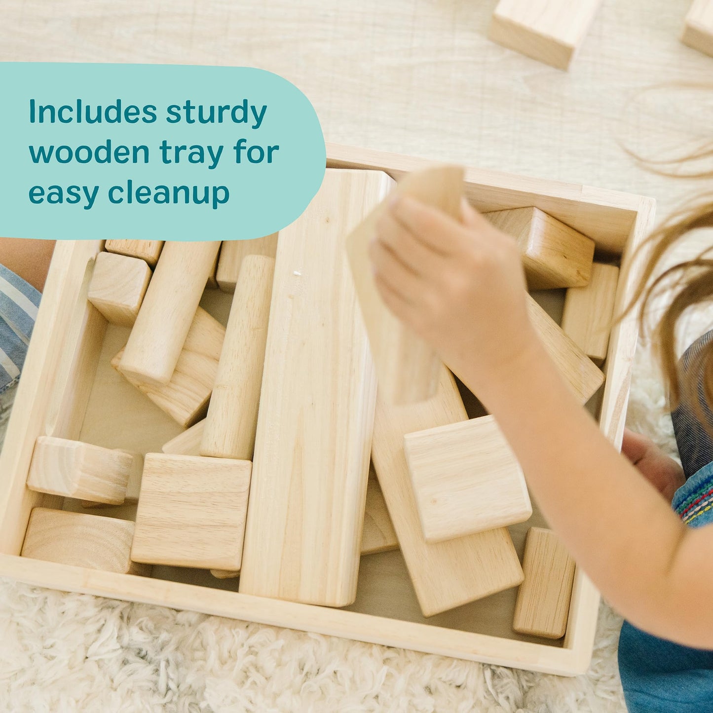 Melissa & Doug – Blocs de construction en bois (60 pièces) avec bac de rangement