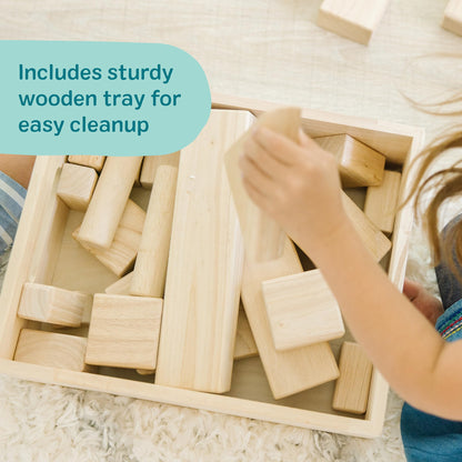 Melissa & Doug – Blocs de construction en bois (60 pièces) avec bac de rangement
