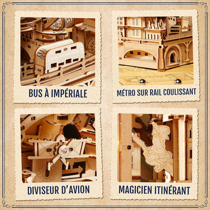 ROKR Marble Travel London EGB01 – Maquette 3D en bois avec circuit à billes | Kit STEM 431 pièces | Puzzle Londres lumineux