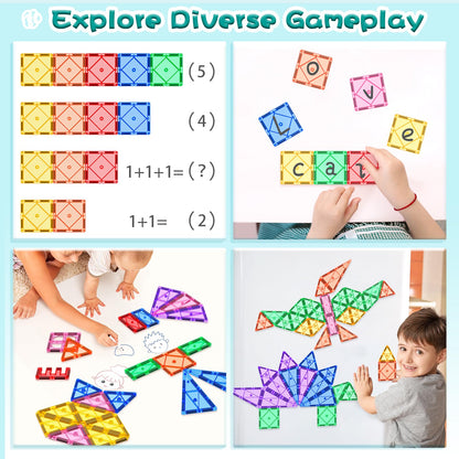 Soyee Tuiles Magnétiques STEM Montessori | Jeu de Construction 3D Enfants 3 ans+