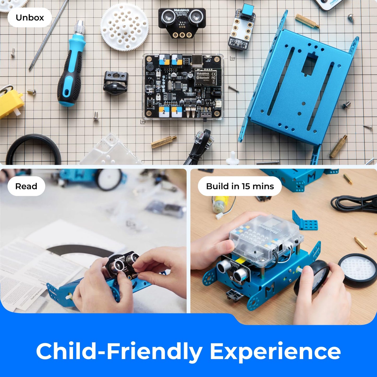 Kit Robot Makeblock mBot avec Boîte de Codage Scratch – Projets STEM pour Enfants 8-12 ans | Programmation Scratch & Arduino