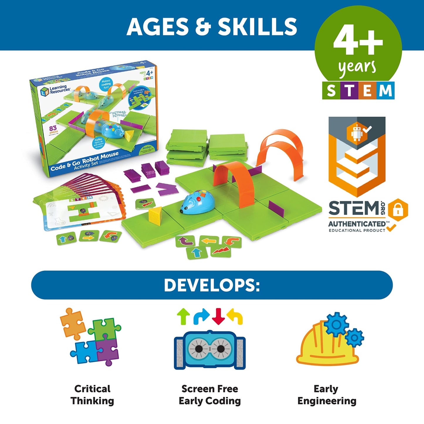 Learning Resources Code & Go Robot Mouse Activity Set - 83 pieces, Ages 4+ Coding Robot For Kids, STEM Toys For Boys And Girls - LumeraKids