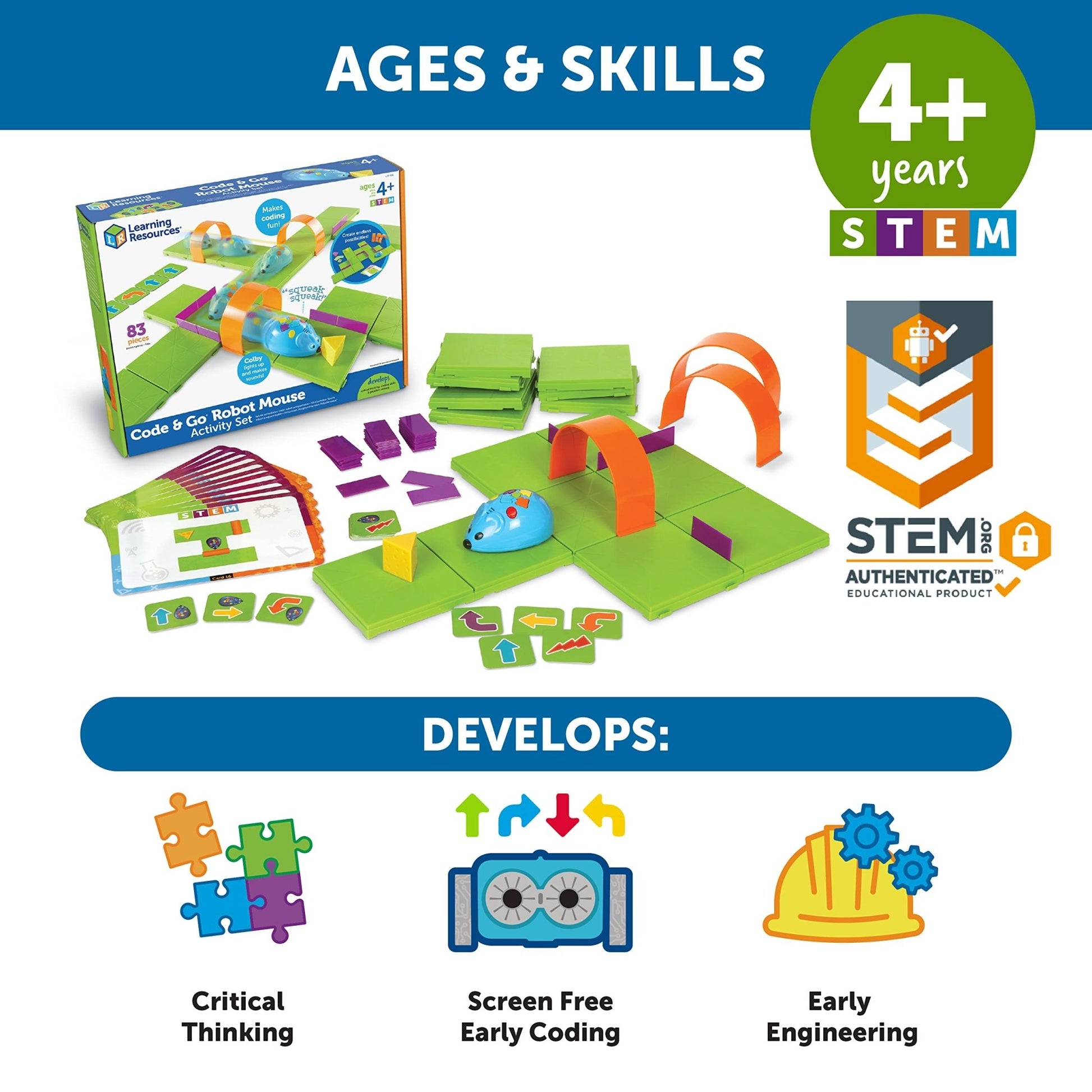 Learning Resources Code & Go Robot Mouse Activity Set - 83 pieces, Ages 4+ Coding Robot For Kids, STEM Toys For Boys And Girls - LumeraKids