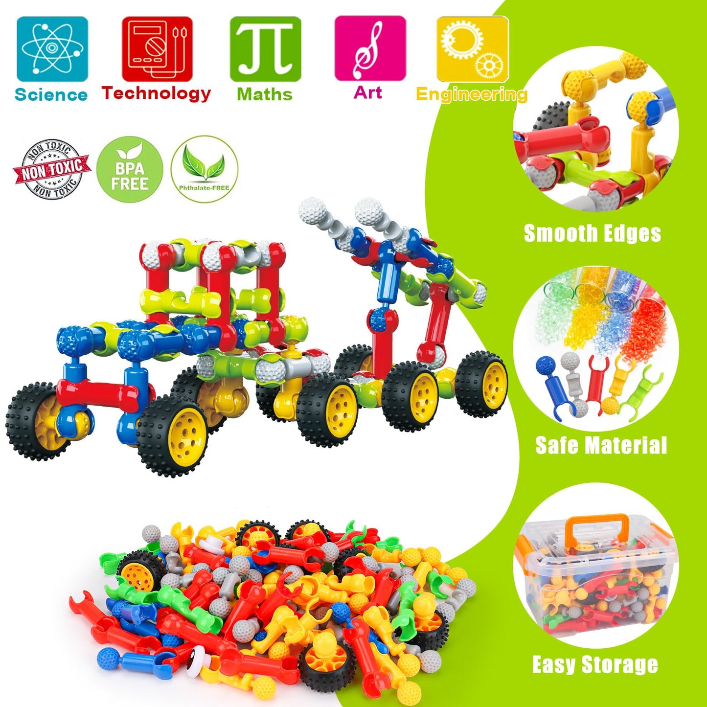 Jeu de construction STEM Qirptey – 125 pièces | Blocs éducatifs pour enfants 3-8 ans | Cadeau créatif