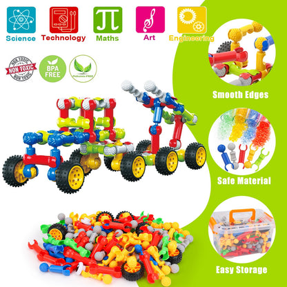 Jeu de construction STEM Qirptey – 125 pièces | Blocs éducatifs pour enfants 3-8 ans | Cadeau créatif