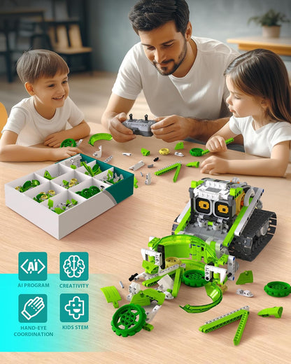Opmind 5-in-1 STEM RC Robot Building kit, 478Pcs App Coding, Boys Age 6-12 | 1 set transforms into 5 models, Kids DIY Sound Light Interactive Science Set, LED eyes, coding play. Christmas Birthday Gifts - LumeraKids