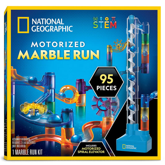 Circuit de Billes Motorisé National Geographic – Kit 95 ou 150 Pièces avec Ascenseur Spiral | Jouet STEM Physique Enfants - LumeraKids