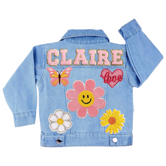 Veste en Jean Personnalisée pour Enfants – Prénom & Écussons au Choix | Coton Premium | Filles & Garçons 1–8 ans - LumeraKids