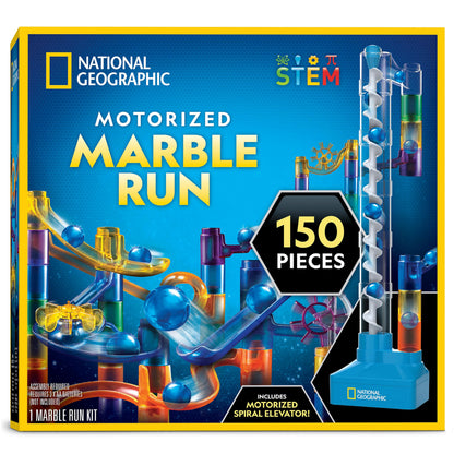 Circuit de Billes Motorisé National Geographic – Kit 95 ou 150 Pièces avec Ascenseur Spiral | Jouet STEM Physique Enfants