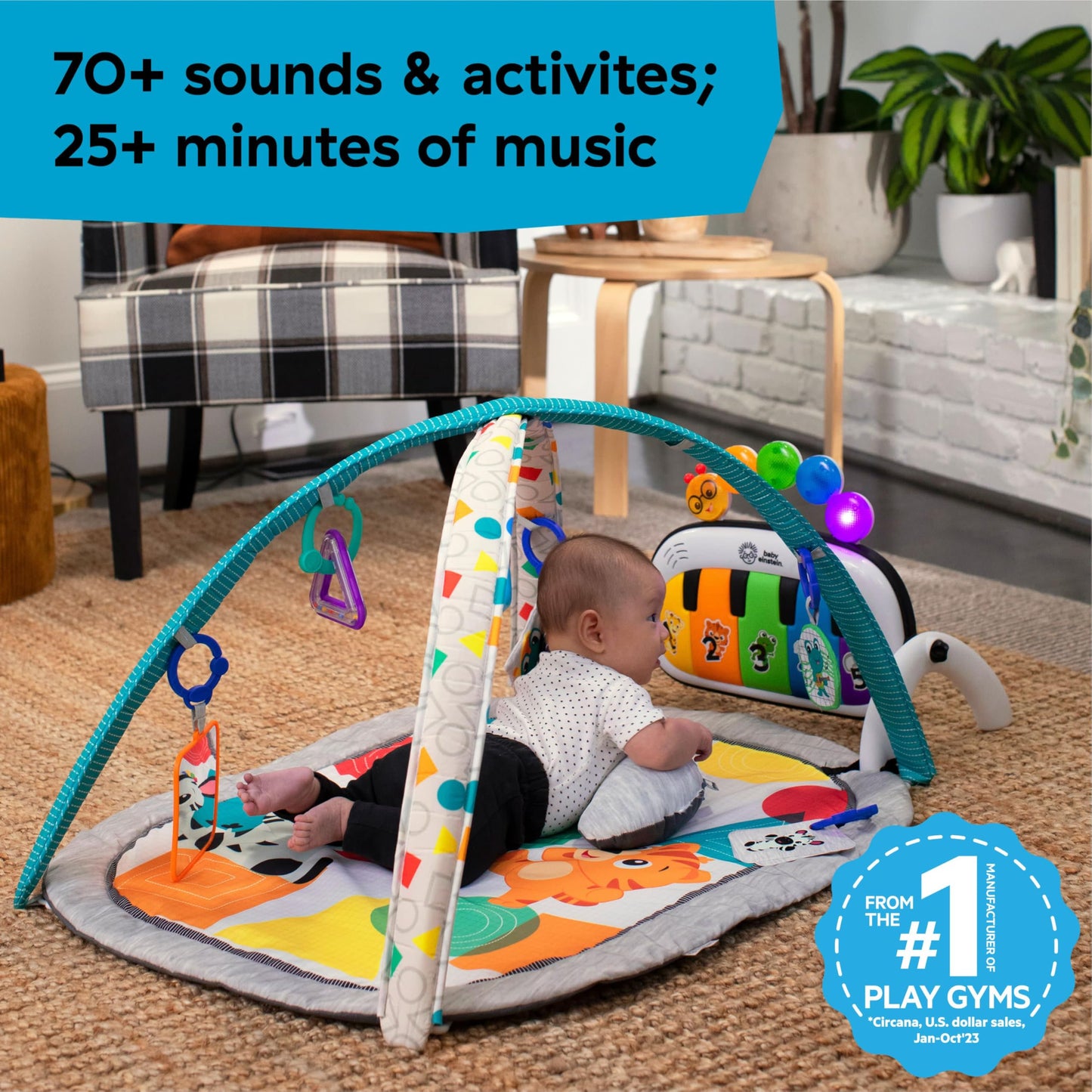 Baby Einstein Tapis d'Éveil 4-en-1 Kickin' Tunes — Piano, Musique & Langues | 0-36 Mois