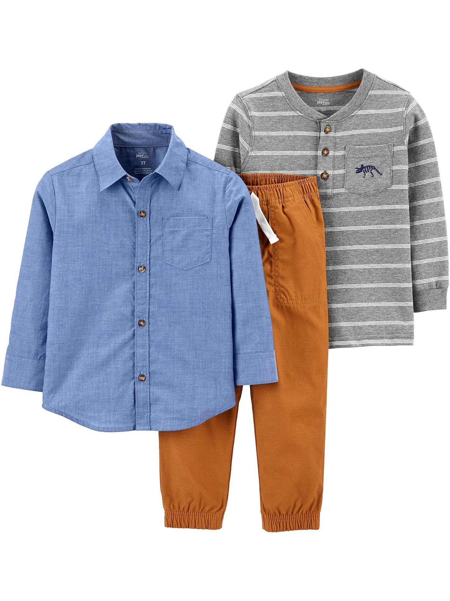 Ensemble 3 Pièces Garçon | 2 Hauts + Pantalon/Short | 100% Coton | 12 mois à 5T