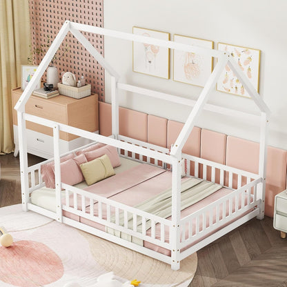 Full Size Wooden Montessori Farmhouse Playhouse Bed