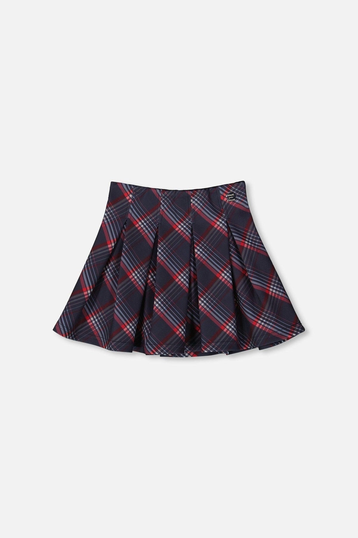 Pleated Milano Skirt Red And Navy Plaid
