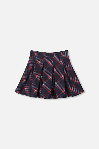 Pleated Milano Skirt Red And Navy Plaid