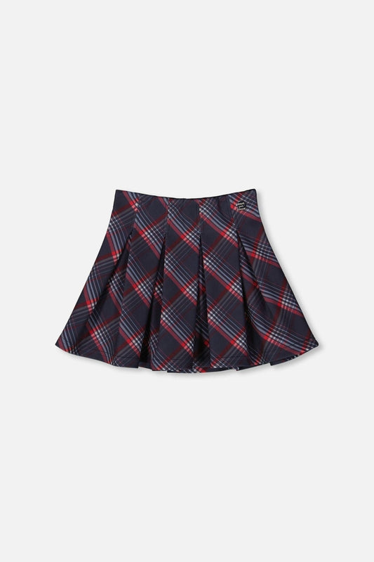 Pleated Milano Skirt Red And Navy Plaid - Skirts - LumeraKids
