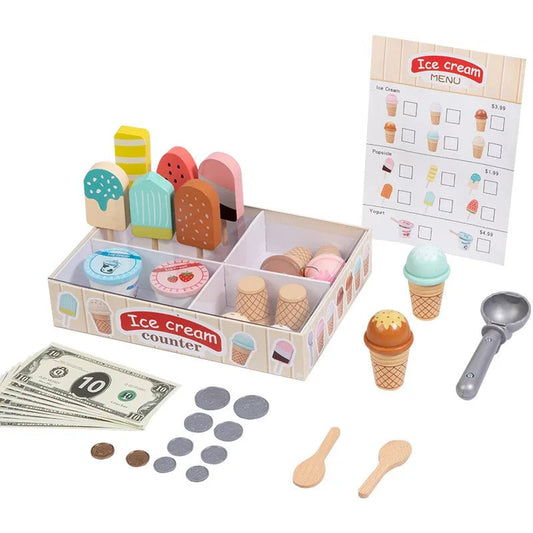 Montessori Wooden Ice Cream shop Playset - n/a - LumeraKids