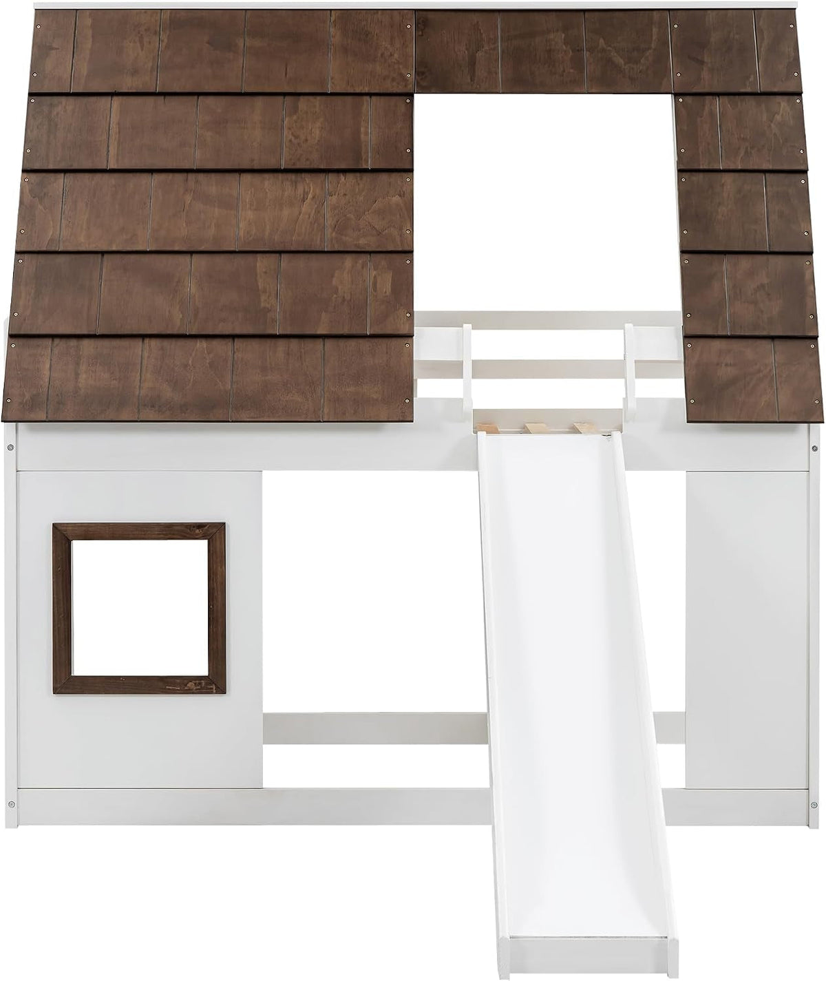Twin Size Montessori Wooden Playhouse Bunk Bed Slide