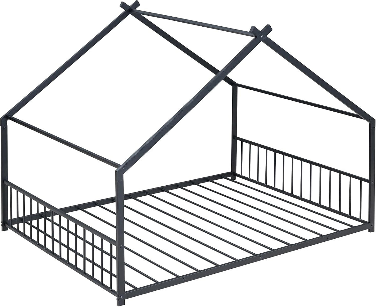 Montessori Oversized Floor Bed With Roof Playhouse