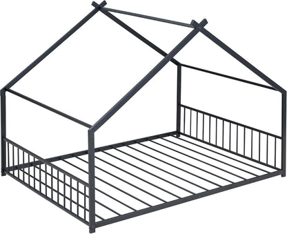 Montessori Oversized Floor Bed With Roof Playhouse