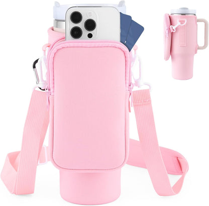 Slok Water Bottle Carrier Bag, Compatible With 40oz Tumbler With Handle, Modern Water Bottle Holder With Simple Adjustable Strap For Outdoor Walking Hiking Travelling Sports-Blue Purple - 0 - LumeraKids