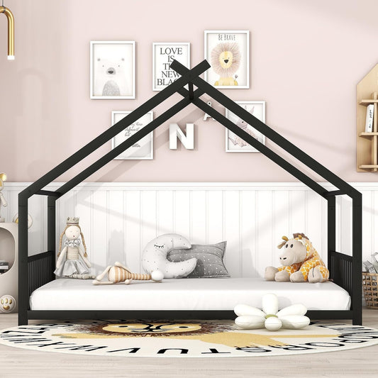 Montessori Oversized Floor Bed With Roof Playhouse - Playhouse - LumeraKids