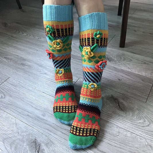 Women's Fashionable Warm Jacquard Long Socks - LumeraKids