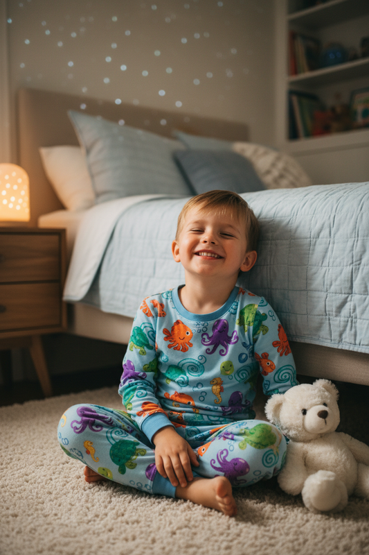 Petit garçon en pyjama océan LumeraKids